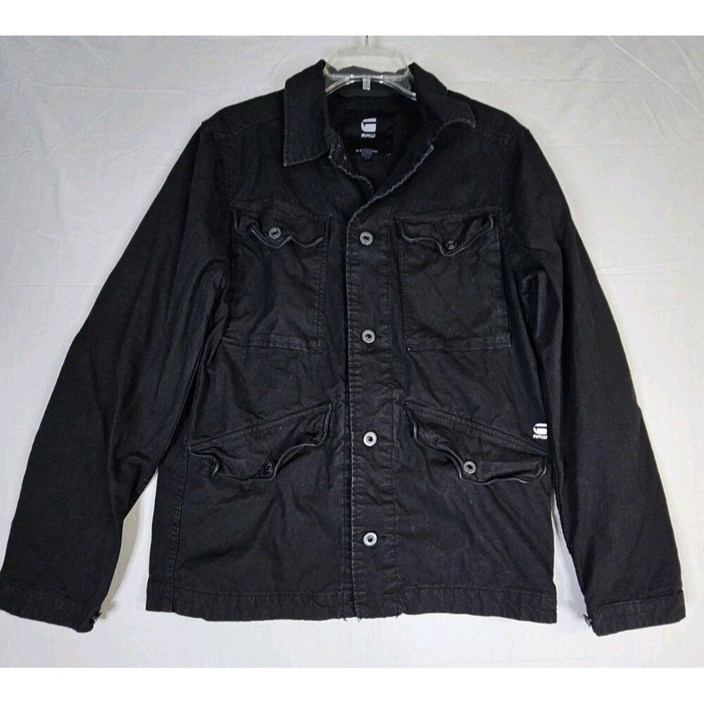 G Star RAW Jacket Men Small Black Vodan Worker Overshirt Military Utility Shirt